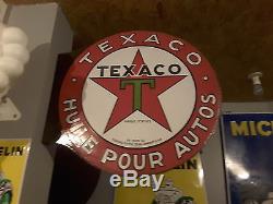 Plaque emaillee texaco doubke face