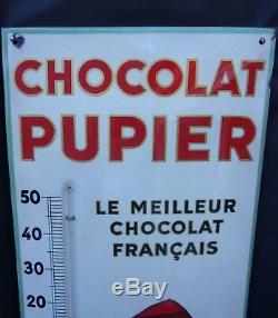 Plaque émaillée thermomètre chocolat pupier