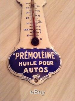 Plaque emaillée thermometre de propreté PREMOLEINE HUILE POUR AUTOS garage