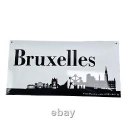 Plaque en Émail Skyline Bruxelles Bouclier 50x25cm