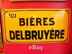 Plaque en Tôle émaillée Bombée Bières Delbruyère 1934 Emaillerie Belge