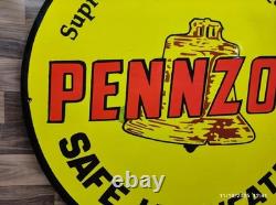 Plaque en métal émaillé porcelaine Pennzoil taille 30 pouces ronde