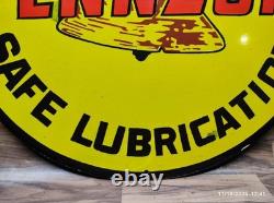 Plaque en métal émaillé porcelaine Pennzoil taille 30 pouces ronde