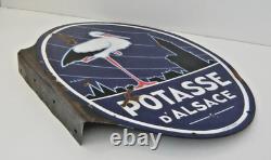 Plaque en tôle émaillée Hansi double face Potasse d'Alsace French enameled sign