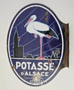 Plaque en tôle émaillée Hansi double face Potasse d'Alsace French enameled sign
