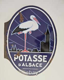 Plaque en tôle émaillée Hansi double face Potasse d'Alsace French enameled sign