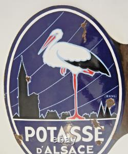 Plaque en tôle émaillée Hansi double face Potasse d'Alsace French enameled sign