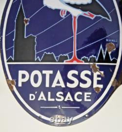 Plaque en tôle émaillée Hansi double face Potasse d'Alsace French enameled sign