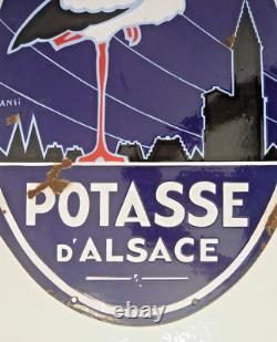 Plaque en tôle émaillée Hansi double face Potasse d'Alsace French enameled sign