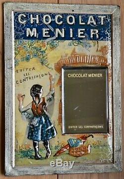 Plaque en tôle émaillée lithographiée chocolat Menier 1920-1930