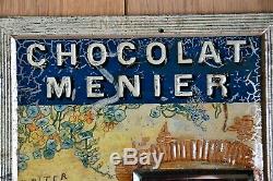 Plaque en tôle émaillée lithographiée chocolat Menier 1920-1930