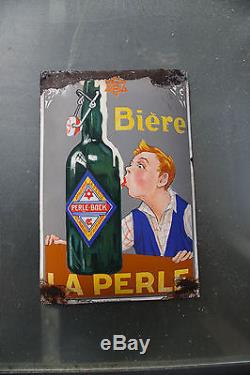 Plaque émaillée Bière LA PERLE 1925 Tintin