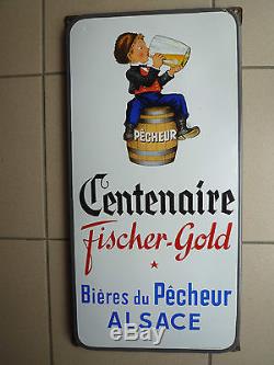 Plaque émaillée Bière du pêcheur Emaillerie Alsacienne de Strasbourg