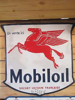 Plaque émaillée Mobiloil. Vers 1950