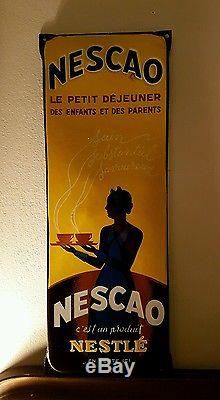 Plaque émaillée ancienne Nescao Nestlé authentique état neuf! Rétro vintage pub