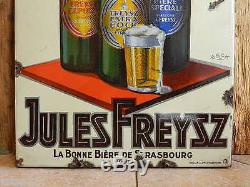 Plaque émaillée ancienne bière Jules Freysz Strasbourg vers 1930