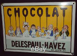 Plaque émaillée ancienne chocolat DELESPAUL HAVEZ