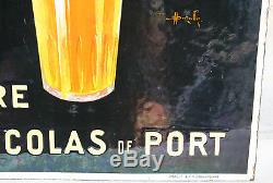 Plaque émaillée double face bière saint Nicolas de port signée Auzolle