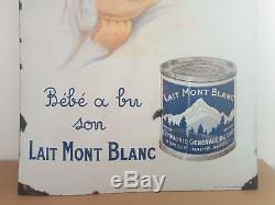 Plaque émaillée lait Mont Blanc émaillerie Alsacienne signée Jules Courvoisier