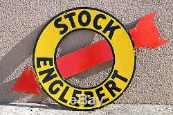 Plaque émaillée publicitaire en découpe Stock Englebert /pneu garage bidon huile