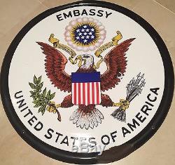 Plaque émaillée vintage US Embassy enamel sign