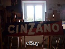 Plaque émaillé publicitaire ancienne CINZANO grande taille 197cm