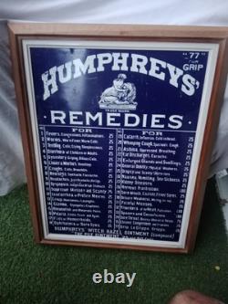 Plaque publicitaire Metal Vintage. Humphreys Remedies Usa. Encadrement Quali