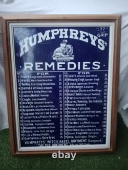 Plaque publicitaire Metal Vintage. Humphreys Remedies Usa. Encadrement Quali