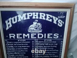 Plaque publicitaire Metal Vintage. Humphreys Remedies Usa. Encadrement Quali