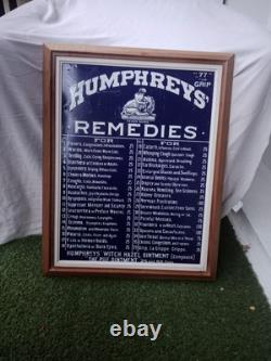 Plaque publicitaire Metal Vintage. Humphreys Remedies Usa. Encadrement Quali