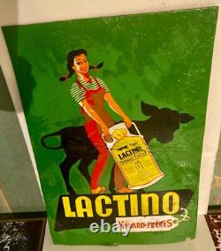 Plaque publicitaire ancienne tôle Lactino Ménard-Frères produits ALIMENTAIRES