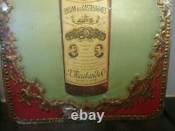 Plaque publicitaire ancienne tôle peinte litho Rhum des Gastronomes XIX BORDEAUX