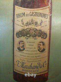 Plaque publicitaire ancienne tôle peinte litho Rhum des Gastronomes XIX BORDEAUX