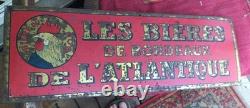 Plaque publicitaire métal brasserie BIERES ATLANTIQUE BORDEAUX Ann. 30's / RARE