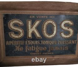 Plaque publicitaire métal peint SKOS apéritif exquis de Crozet frères