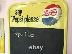 Plaque publicitaire tableau menu Pepsi Cola 1967