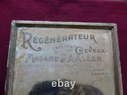 Plaque publicitaire tôle peinte affiche sur zinc REGENERATEUR coiffure 1880/1900