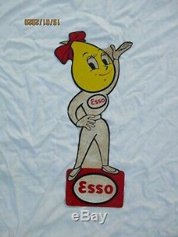 Plaque tole Pin Up publicitaire originale Esso drop fille pub vintage