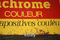 Plaque tôle non émaillée kodak diapositives kodachrome peinte 30x90 cm