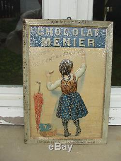 Plaque tole peinte chocolat Menier relief