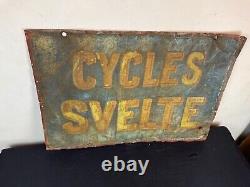 Plaque tôle peinte no Emaillée cycliste Cycles svelte