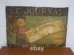 Plaque tole peinte publicitaire Le Journal Caran d'Ache emmanuel Poirée 1858-09