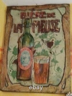 Plaque tôle publicitaire ancienne Bière La Meuse