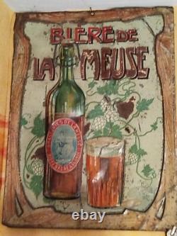 Plaque tôle publicitaire ancienne Bière La Meuse