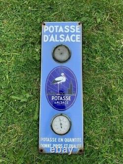 Potasse d'ALSACE Plaque émaillée ancienne grand thermomètre vintage déco