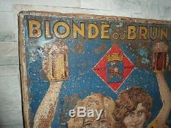 Pub ancienne plaque en tole-bieres mutzig blonde ou brune