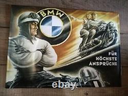 Publicité BMW-tôle-plaque bombée en relief-69x49-TBE-format rare