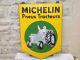 Rare Ancienne Plaque Emaillée Pneus Michelin Tracteurs Etat Mint