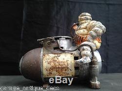 RARE & Ancien Compresseur Mascotte Michelin Bibendum 1930 Gonfleur! Bidon huile