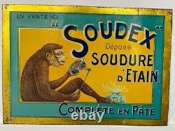 RARE Ancienne tole litho SOUDEX Bordeaux 1900 no plaque émaillée kub menier